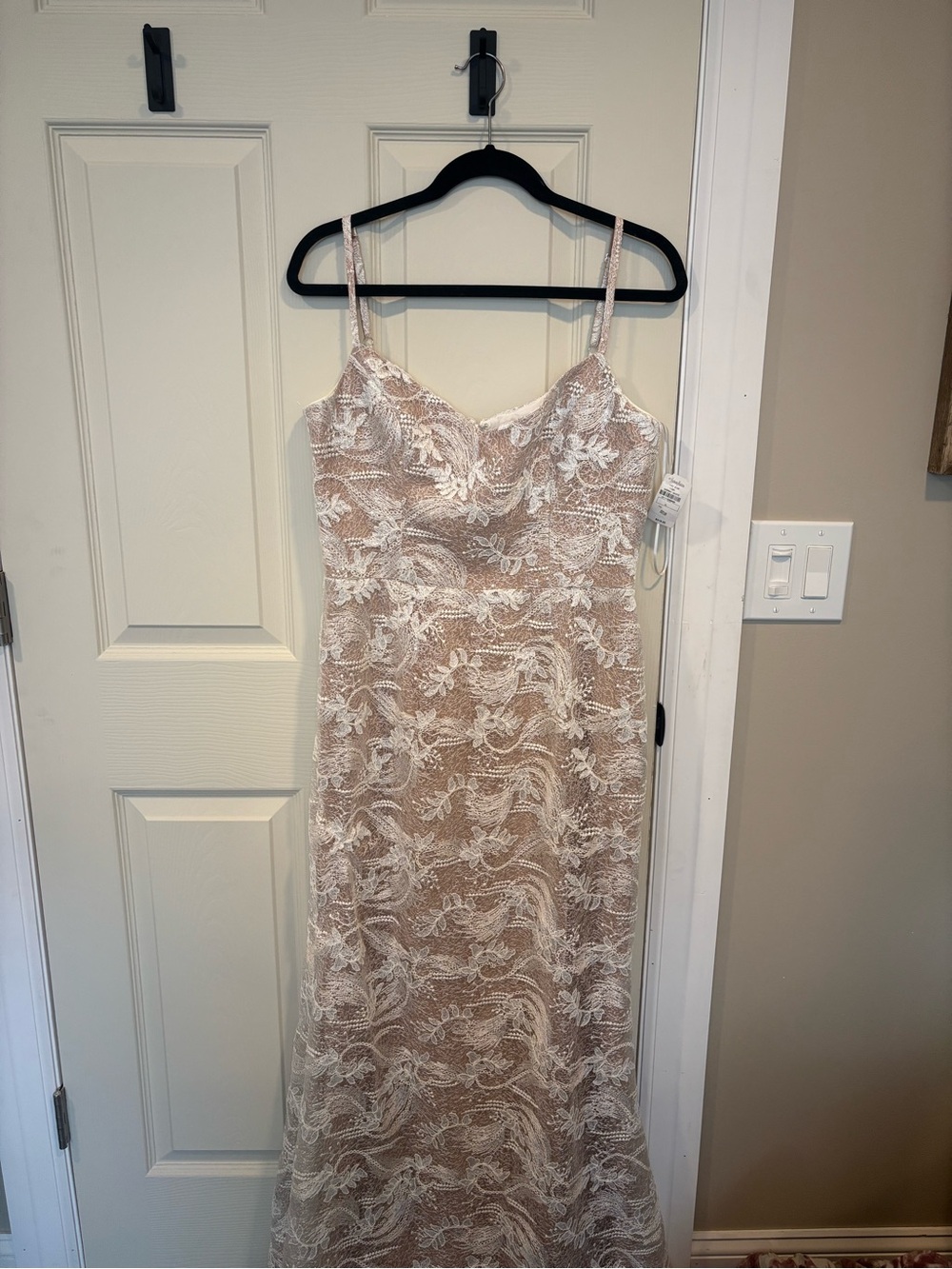 Dress the Population White & Beige Lace Overlay Slip Maxi Dress